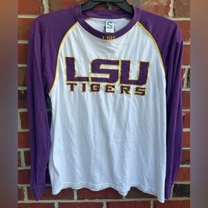 Spike Sports LSU Tigers Stitched Long Sleeve Medium Unisex Purple White Shirt